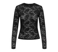 ONLY O-Neck Lace Top JRS Onlnikka L/S Haut en Dentelle à col Rond, Noir, M Femmes