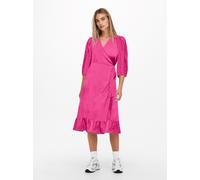ONLY ONLOLIVIA 3/4 Wrap MIDI Dress WVN Noos Robe, Fuchsia/Violet, L Femme
