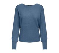 ONLY Onladaline L/S KNT Noos Pull Court en Tricot pour Femme avec col Bateau, Coronet Blue W. Melange, M