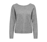 ONLY Onladele Ls Lace Mix O-Neck CC KNT, Gris Clair chiné, XS Femme