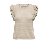ONLY Onlaga SL Glitter O-Neck Top KNT, Beige, M Femmes