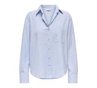 ONLY Onlalina Life L/S Stripe Shirt WVN, Bleu Ciel, M