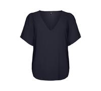 ONLY Onlalma Life Vis S/S Col V Top Solid Blouse, Bleu Nuit, M Femme