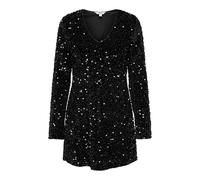ONLY Onlanika Ls Sequins Robe à col en V WVN, Noir, S