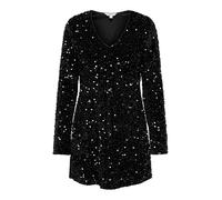 ONLY Onlanika Ls Sequins Robe à col en V WVN, Noir, S