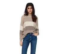ONLY Onlatia L/S Stripe KNT Noos Pull Sweater, Gris Plume/Rayures : Beige/Blanc/Arbre sans Feuilles, XS Femme