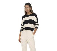 ONLY Onlatia L/S Stripe KNT Noos Pull Sweater, Noir/Rayures : Blanc Gris mélangé, S Femme