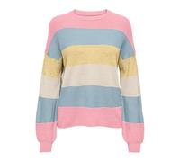 ONLY Pull-over 'ONLAtia' beige clair / bleu clair / jaune pastel / rose, Taille S
