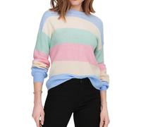 ONLY ONLATIA L/S Stripe Pullover KNT Noos Pull en Tricot, Kentucky Blue/Rayures : Whitecap Mel/Surf SP Mel/Light P Mel, XS Femme