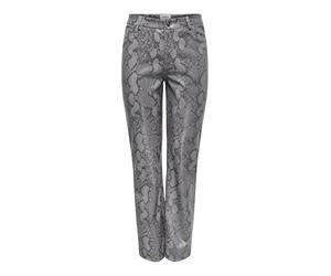 ONLY Onlazula Hw STR Snake PNT Pantalon, Gris, L / 32L Femme