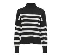 ONLY Pull Onlbari – Col montant en maille, manches longues – Noir/Rayures Nuage – M