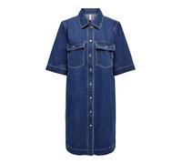 ONLY Onlbelle S/S Robe boutonnée DNM Gua Noos, Bleu foncé Denim, L