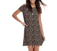 ONLY Onlbera Back Lace Up S/S Dress JRS Noos Robe, Noir/Blanc/Noir léopard, L Femme