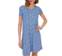ONLY ONLBERA Back Lace UP S/S Dress JRS Noos Robe, Strong Blue/AOP:White Flowers, L Femme