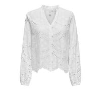 ONLY Onlbine Lalisa Ls V-Neck EMB Top WVN Haut, Blanc éclatant, L Femmes