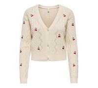 ONLY Onlbirtie Ls EMB Cardigan col en V CC KNT, Ecru, S