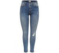 ONLY Onlblush Mid Sk Ank Raw Jeans Rea333noos, Jean skinny Femme, Bleu (Light Blue Denim), W38/L32 (Taille fabricant: Medium)