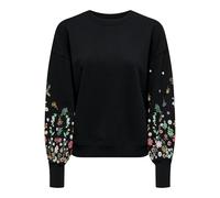 ONLY Onlbrooke L/S O-Neck Flower SWT Sweat-Shirt, Noir/imprimé : Fleurs à Manches, S Femmes