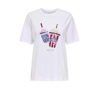 ONLY Onlburst Life S/S Popcorn Top Box JRS, Blanc éclatant, S Femmes