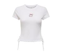 ONLY Onlcarla Life S/S Detail Top Box JRS, Blanc éclatant, XS Femmes