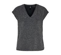 ONLY Onlcarol S/S Haut pailleté à col en V pour Femme, Noir, Taille XL