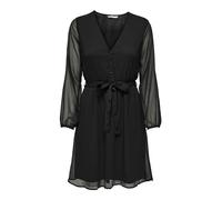 ONLY Onlcera Life 3/4 Short Dress WVN Noos Robe de Tous Les Jours avec col en V et Ceinture à la Taille, Noir, XL Femmes