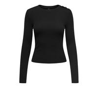 ONLY Onlcheckie Life L/S Top Box JRS Haut, Noir/détails : Strass, L Femme