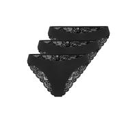 ONLY ONLCHLOE Lace Brazil 3-Pack Noos ACC Femme Panty Noir M 90% Polyamide, 10% Spandex