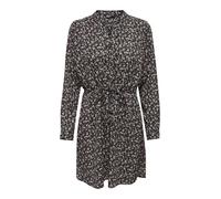 Only ONLCORY Mini Chemisier, Robe Tunique à Manches Longues, Longueur Cuisse, imprimé à Motifs, avec Boutons, Noir/Fleur Noire, XS