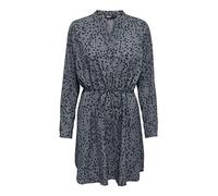 Only ONLCORY Mini Chemisier, Robe Tunique à Manches Longues, Longueur Cuisse, imprimé à Motifs, avec Boutons, Bleu (Blue Indigo/AOP : Black Leo), S