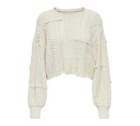 ONLY Onldalia Life Ls Fringe Pull KNT, Ecru, M Femme