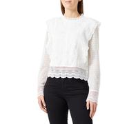 ONLY Onleliana Karo Ls Lace Top WVN Blouse, Cloud Dancer, S Femmes