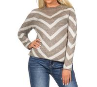ONLY ONLELIZA L/S Pullover KNT Noos Pull-Over, Mermaid/Stripes:Whitecap Gray, L aux Femmes