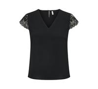 ONLY Onlelva FR S/S Lace V-Neck Top CS Ptm, Noir, L Femmes