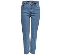 ONLY Onlemily Hw St Raw Crop Ank Mae06 Noos Jeans Femme, Denim Bleu Clair, Taille W29/32L