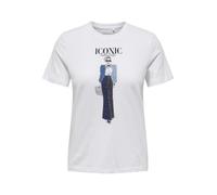 ONLY Onlemma Life Reg S/S Lady Top Box JRS T-Shirt, Blanc Brillant/imprimé : Iconique, L Femme
