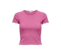 ONLY Onlemma S/S Short Top Noos JRS Haut avec col Rond pour Un Usage Quotidien avec Volants, Rose azalée, L Femme