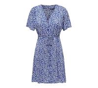Bestseller A/S Onlevida S/S Robe Courte WVN Noos, Bleu Nebulas/AOP : Fleur Hanna, L Femme