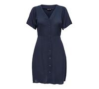 ONLY Onlevida S/S Short Dress WVN Noos Robe avec boutonnière et Ceinture à Nouer, Night Sky 1, M Femmes