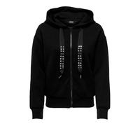 ONLY Onlfancy L/S String à Capuche zippé Sweatshirt, Noir/détails : Clous et Strass, M Femme