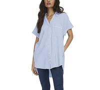 ONLY Onlfenna S/S WVN Noos T-Shirt Ample Blouse, Cloud Dancer/Stripes : Bleu Mirange Stripe, M Femme