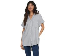 ONLY Onlfenna S/S WVN Noos T-Shirt Ample Blouse, Cloud Dancer/Stripes : Iron Gate Stripe, M Femme