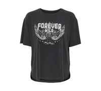 ONLY Onlfree Life S/S Print Top Box JRS, Gris, XL