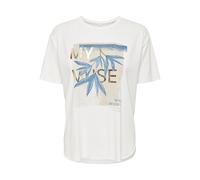 ONLY Onlfree Life S/S Print Top Box JRS T-Shirt, Cloud Dancer-Imprimé : Worthy, L Femme
