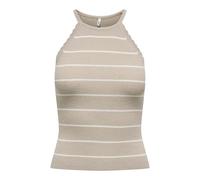 ONLY Onlgemma SL Scallop Pull à Rayures col Rond KNT, Beige, S