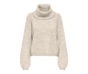 ONLY Onlgila Life Ls Rollneck BF KNT, Blanc et Gris, S Femme
