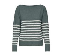 ONLY Onlglory Life Ls Boatneck CC KNT Pull-Over, Balsam Green/Stripes : Cloud Dancer/Melange, M Femme