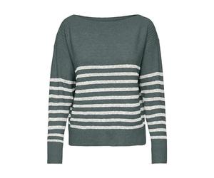 ONLY Onlglory Life Ls Pull col Bateau CC KNT pour Femme, Balsam Green/Stripes : Cloud Dancer/Melange, M