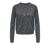 ONLY Onlhalifax Ls Sequins O-Neck KNT, Gris foncé mélangé, XL Femme