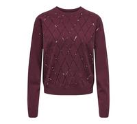 ONLY Onlhalifax Ls Sequins O-Neck KNT, Violet Zinfandel, L Femme